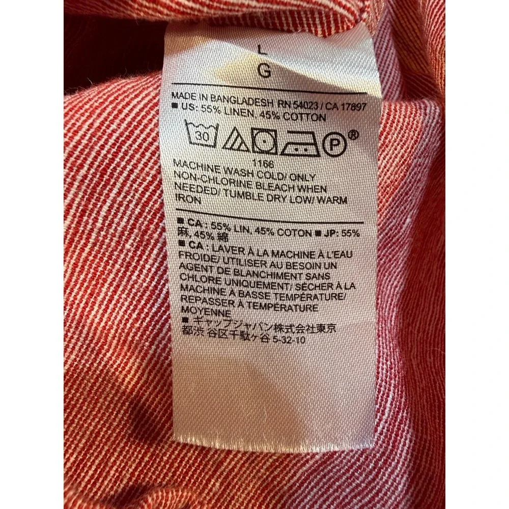 Banana Republic Untucked Linen Cotton Shirt Men's L Red Heather Button Front